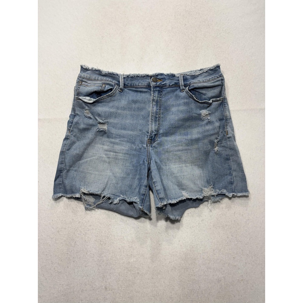 Fashion Nova Shorts Womens 32 Blue Denim Distressed Cut Off Raw Hem Relaxed Fit